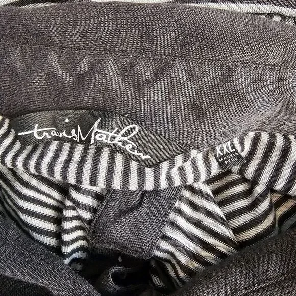 Travis Mathew Mens 2XL XXL Striped Golf Polo Shirt Black Short Sleeve Stretch - Picture 7 of 11